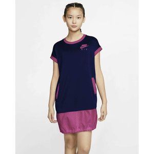 Nike Air Older Kids Girls Medium Short Sleeve Blue Pink Dress
